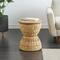 19" Rattan Woven Stool with Wood Tabletop and Black Frame